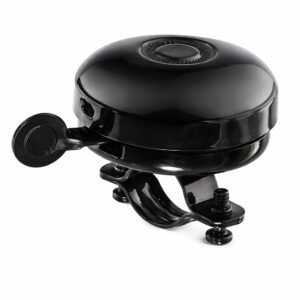 Dzwonek rowerowy na kierownicę czarny lewy stalowy mechaniczny