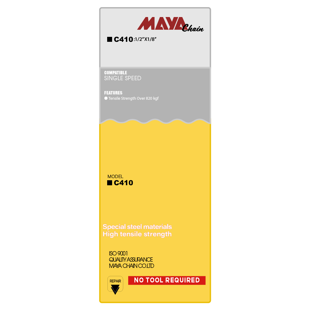 Łańcuch rowerowy MAYA C-410 1 rzędowy 112L + LINK - obrazek 4