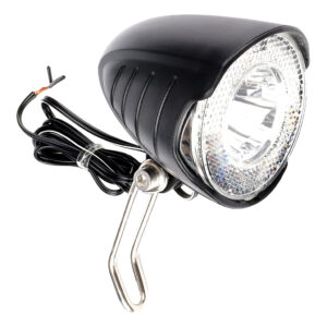 Lampka przednia dynamo LED XC-110 1W zamontowana na rowerze