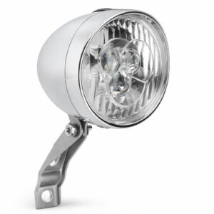 Lampka przednia rowerowa retro XC-764B srebrna na baterię