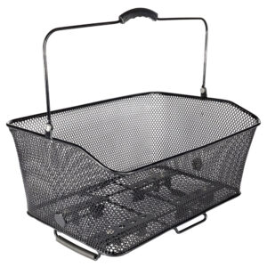 Koszyk rowerowy metalowy tylny czarny mocowany na zacisk MB-2364BK